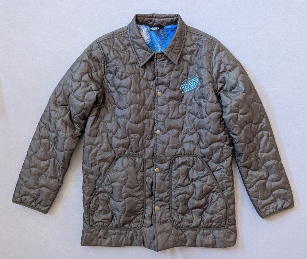 Santa Cruz Skateboards Quilted Chore Coach Jacket Olive Green Womens Small